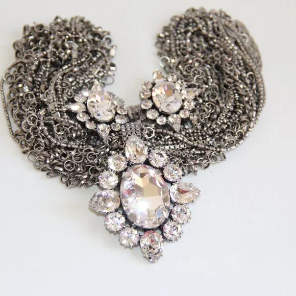 RARE Rodrigo Otazu Crystal Silver Statement Necklace - Picture 16 of 16